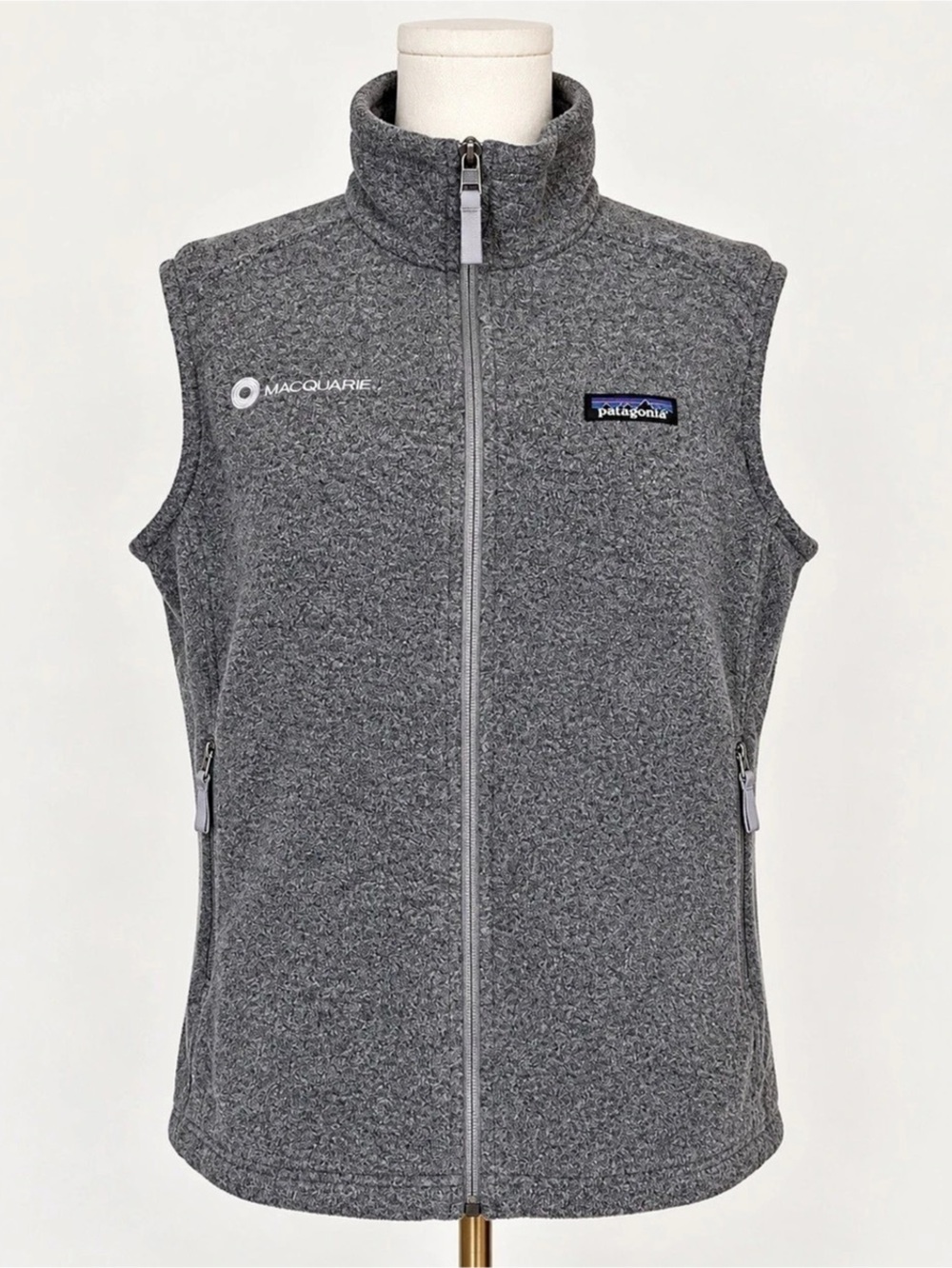 Patagonia Synchilla Fleece Vest Men’s L Gray Macquarie Logo Full Zip